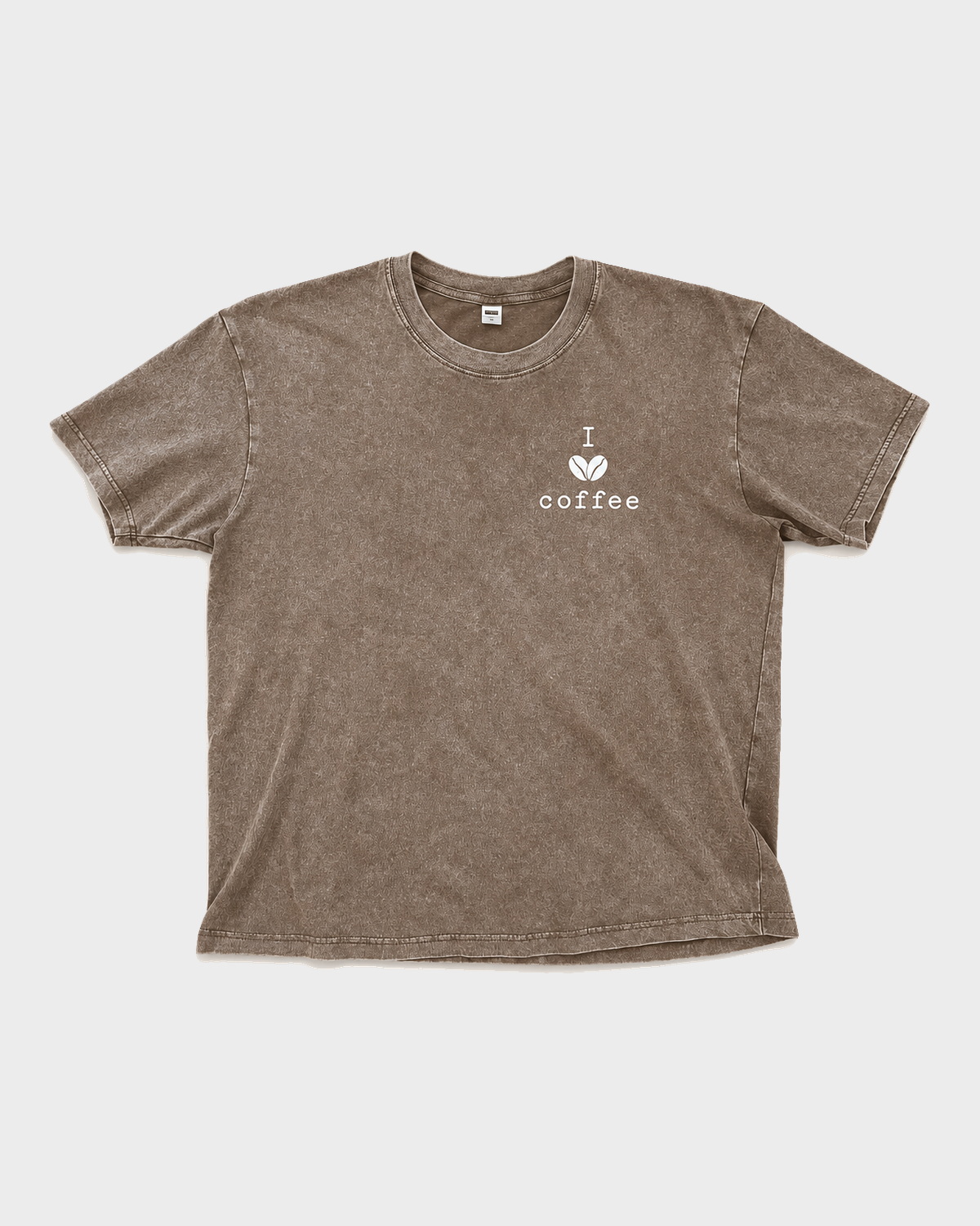 Coffee Moment Vintage Wash Tee front view with small white coffee chest design